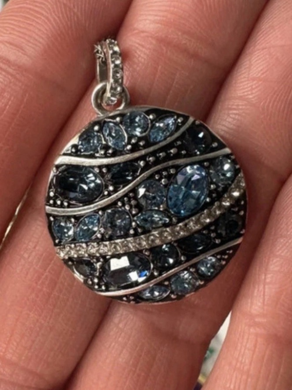 🦋RARE BRIGHTON VINTAGE SWAROVSKI CRYSTAL ‘TRUST YOUR JOURNEY’ Silver Necklace